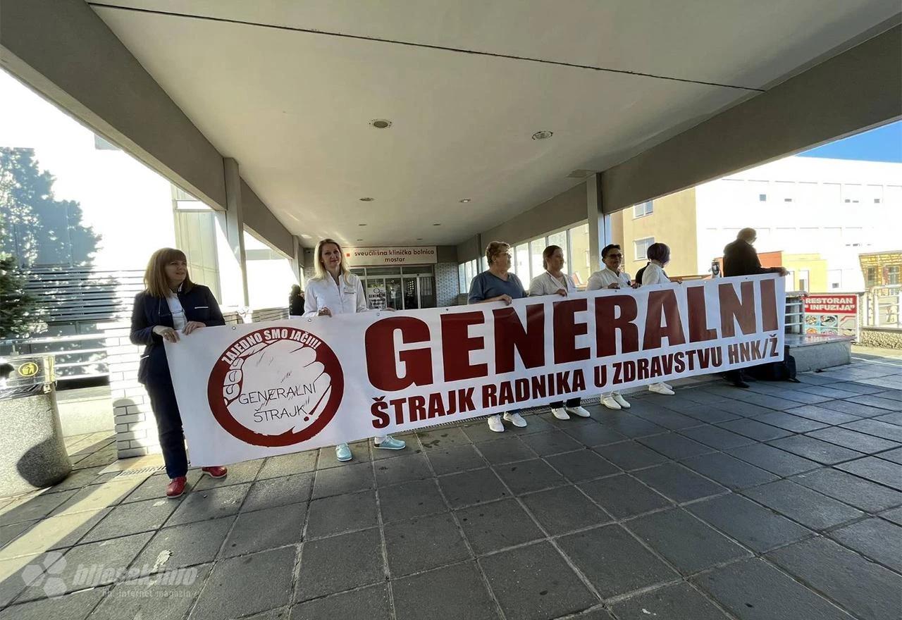 Zdravstveni radnici u HNŽ stupili u generalni štrajk