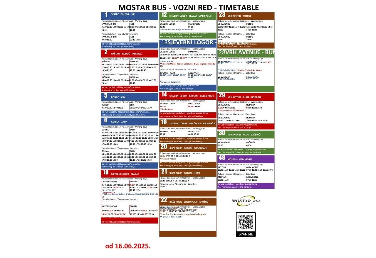 Raspored vožnji Mo Busa od 16. lipnja 2025.
