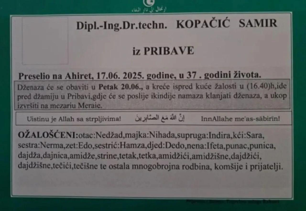 Smrtovnica Samira Kopačića