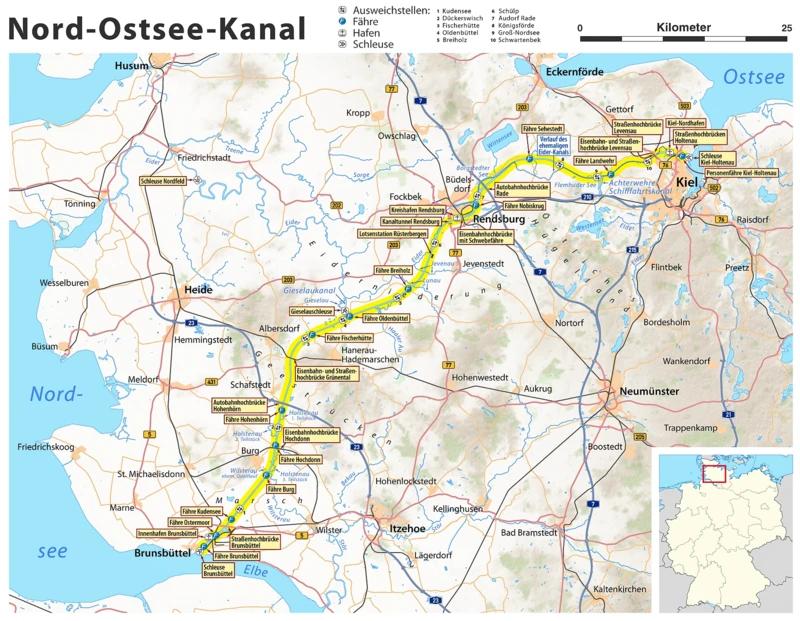 Karta područja kojim prolazi Kielski kanal