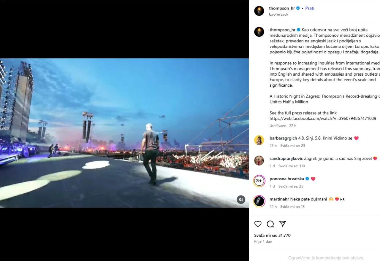 Objava na društvenoj mreži Instagram