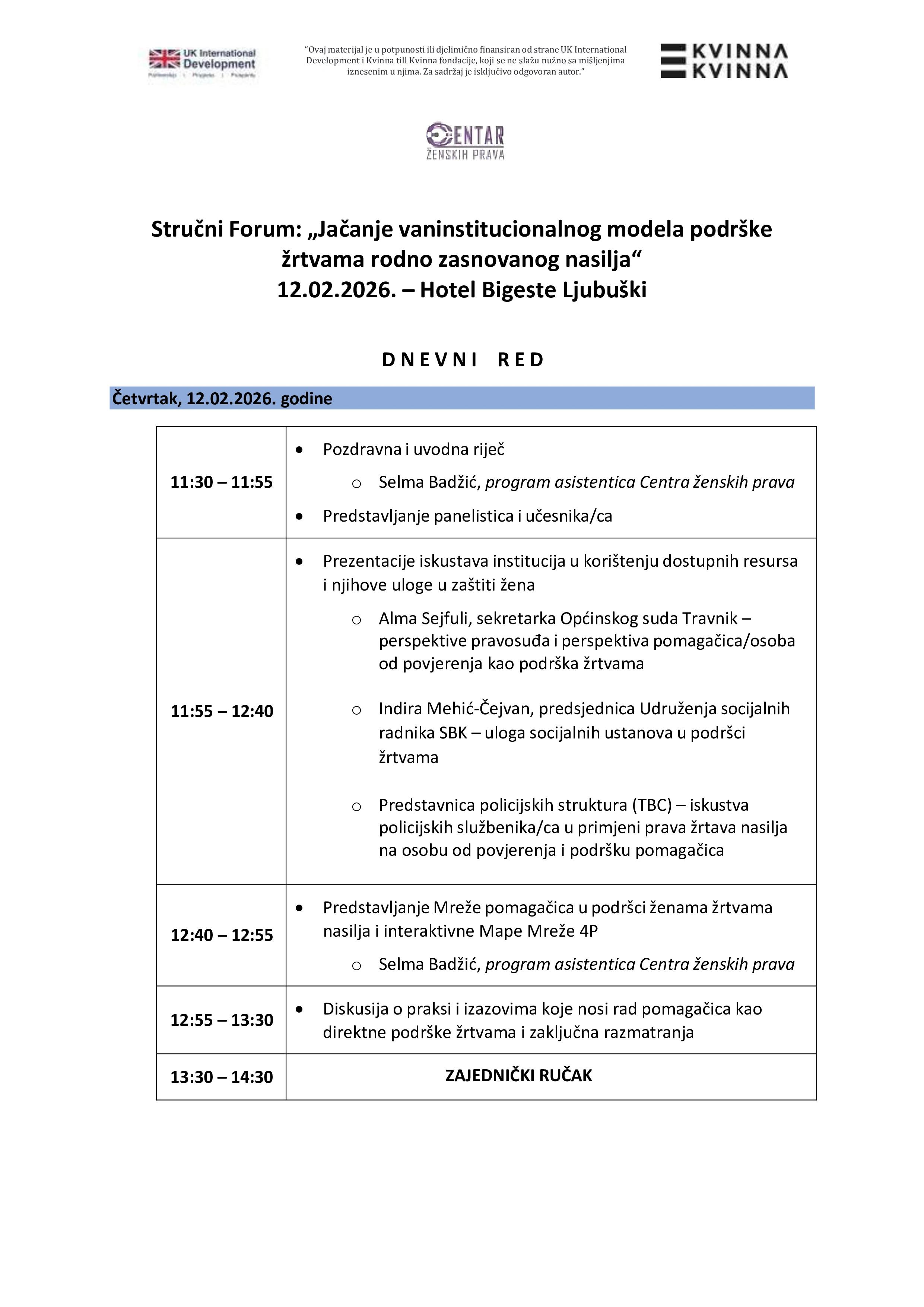 Agenda stručnog foruma