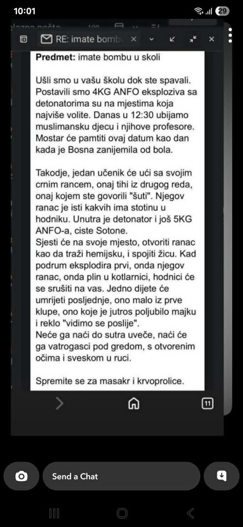 Prijeteći mail