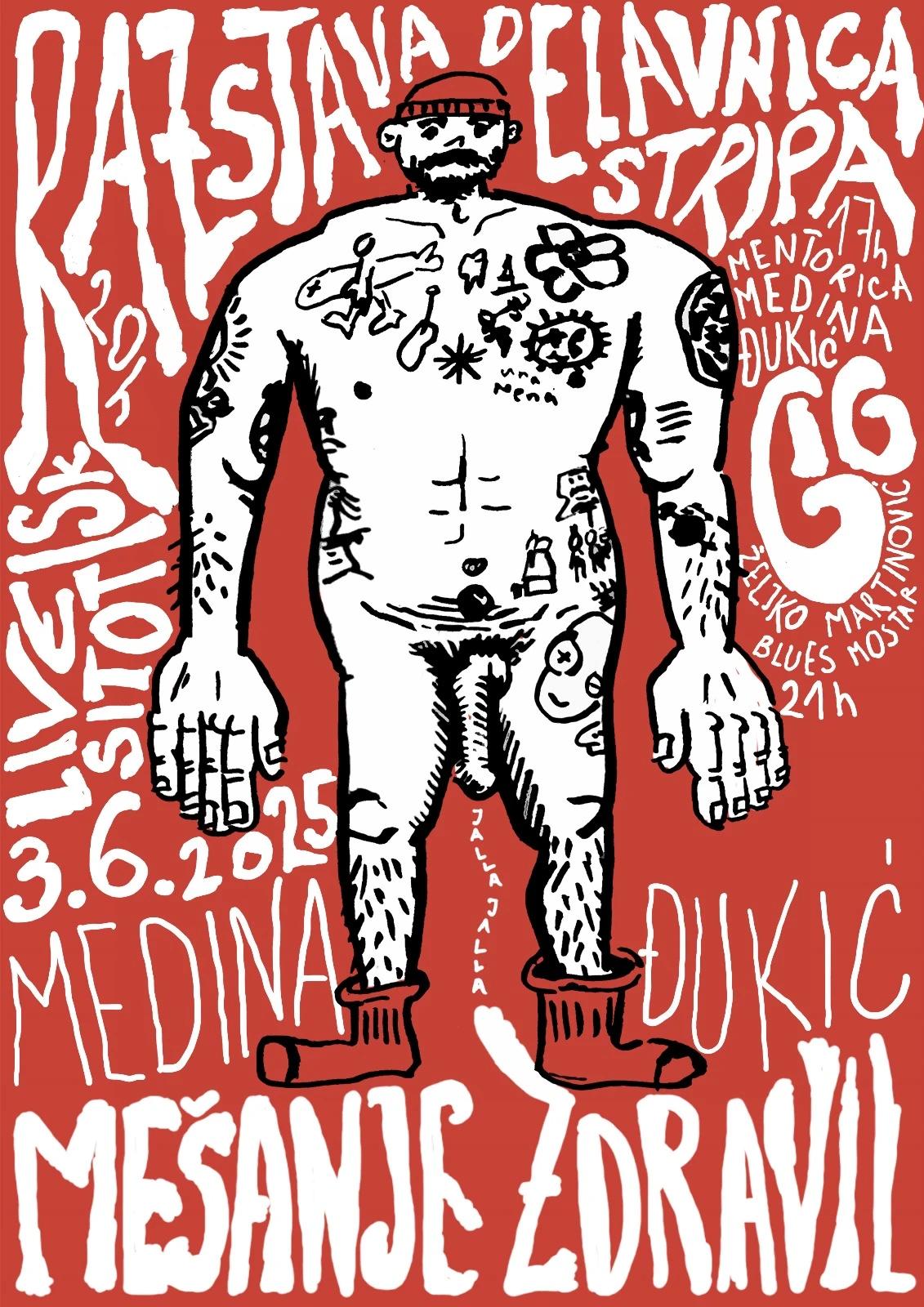 Plakat izložbe stripova ''Miješanje lijekova'' u Ljubljani